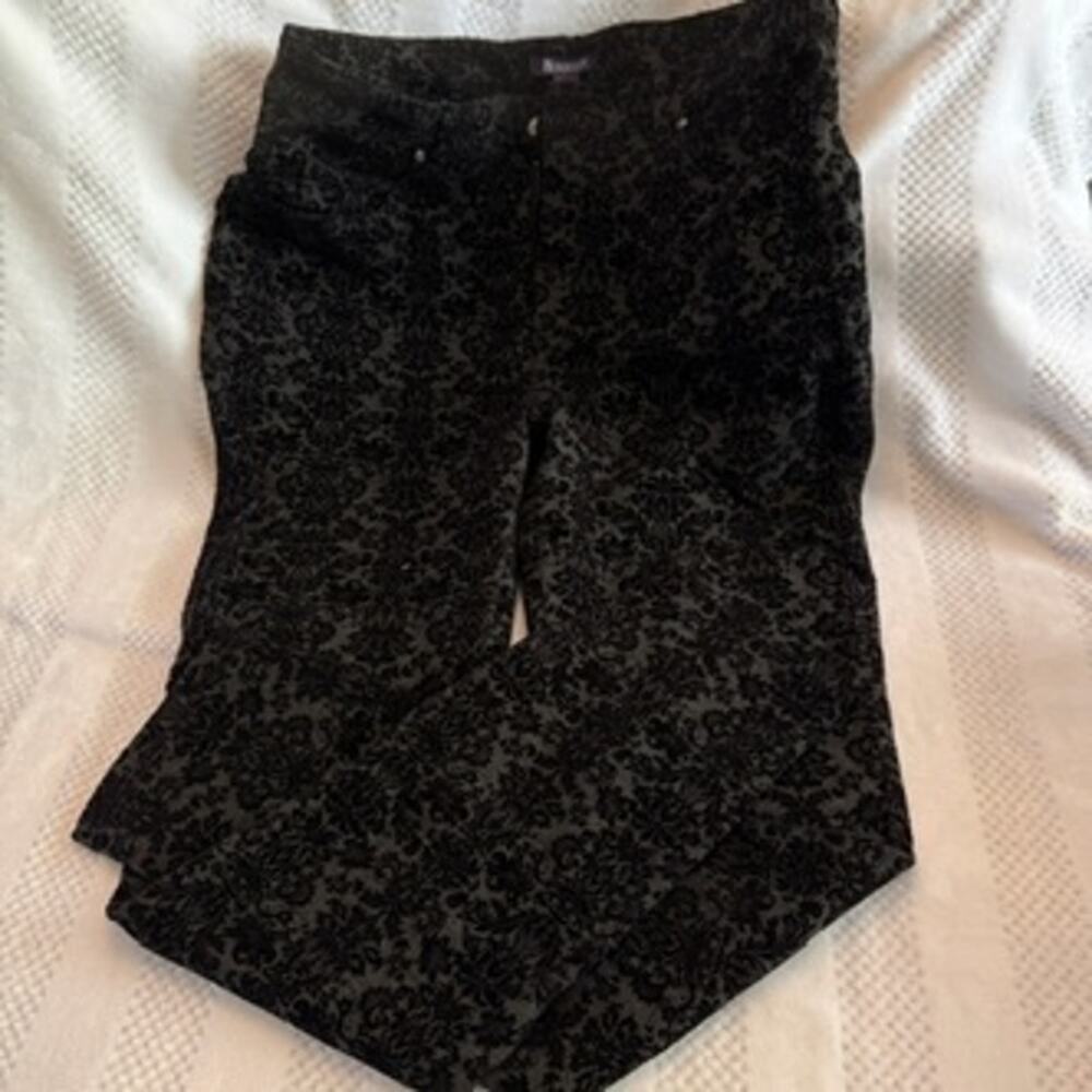 nwt new roaman's flocked velour floral straight leg pant size 16 W - Picture 4 of 4